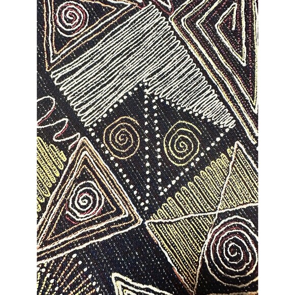 CHICO’S DESIGN Women’s Pullover Top  Black Rust Mustard Metallic Geo Size 3 - Picture 6 of 8